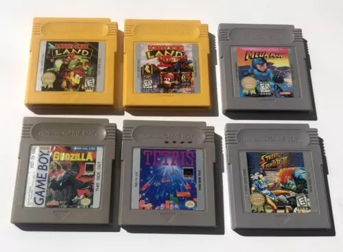 Lot Of 6 Gameboy Games Tetris Street Fighter II Godzilla MegaMan Donkey Kong 2 3