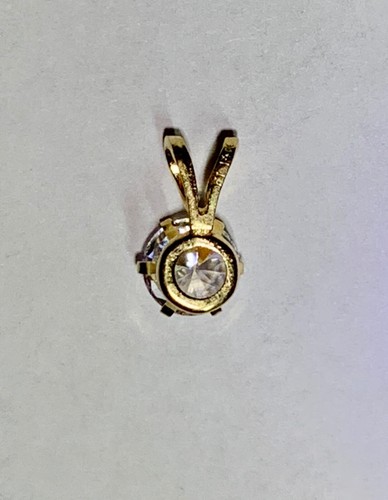 STUNNING 14K SOLID YELLOW GOLD ROUND PENDANT .93CT 5MM CZ - SPARKLE & FIRE - Picture 9 of 9