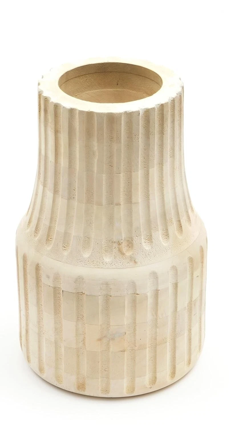 Handmade Wood Flower Vase Pot Table Decorative Item Home Decor