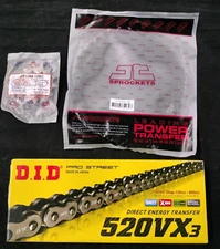 JT SPROCKET SET 13/38 AND DID VX3 X-RING CHAIN KIT HONDA TRX450R TRX450ER