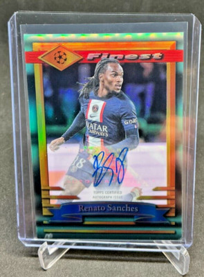 2022/23 Topps Finest Flashback RENATO SANCHES Aqua Refractor AUTO 04/20 PSG