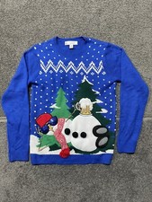 Ugly Christmas Sweater Snowman Chugging Beer Unisex Size Medium Office Party