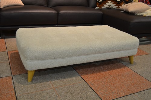 Laze Footstool Large Ottoman Foot Stool in Teddy Oat Fluffy Fabric - Picture 13 of 14