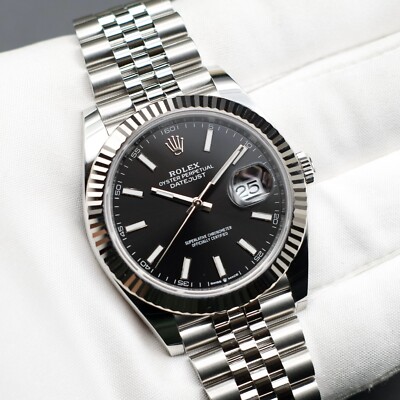 2024 Brand New Rolex Datejust 41 Black Dial Fluted Bezel On Jubilee Bracelet