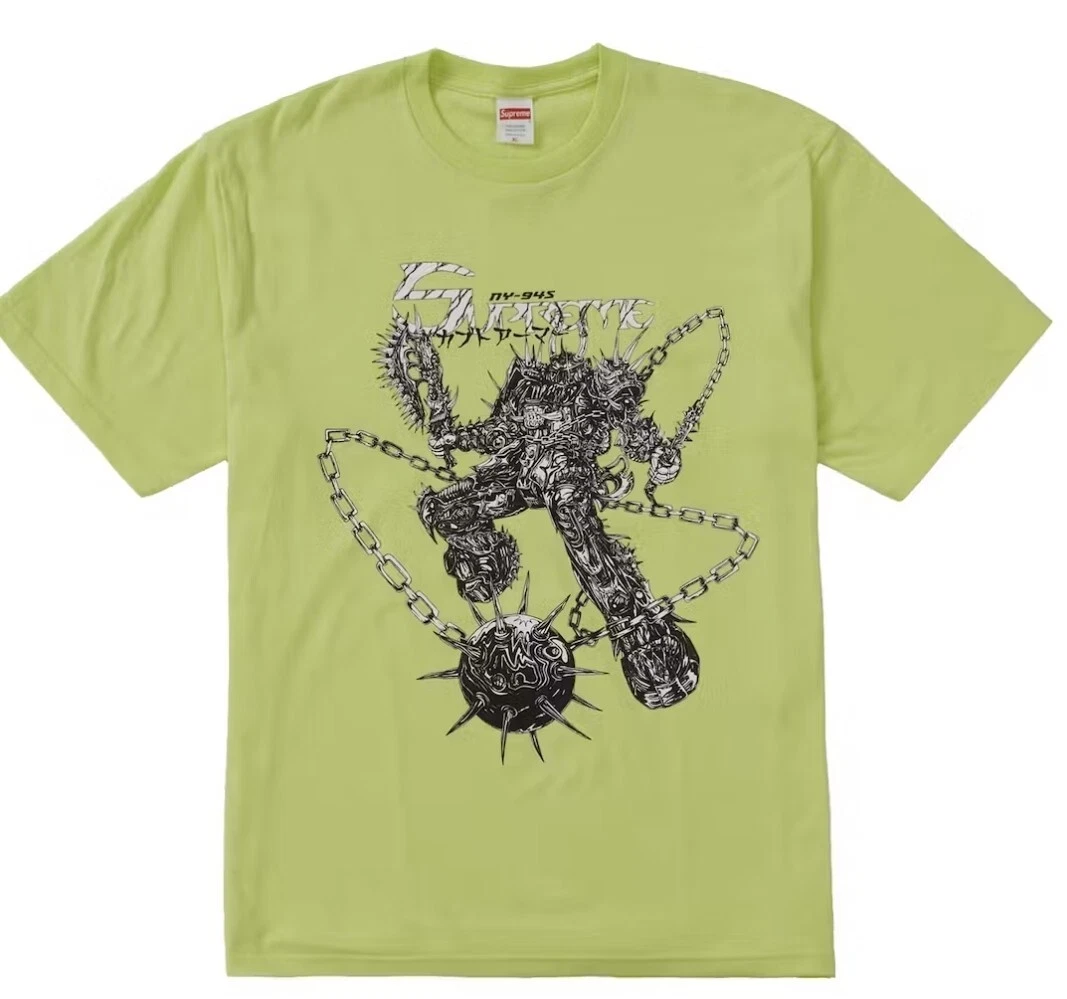 Tee shirt Supreme SPIKES FW21 vert fluo col rond taille S, t shirt de qualité.SUPER RARE !