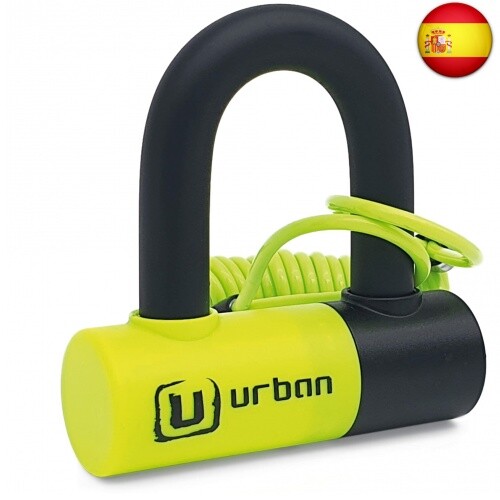 Urban UR59 Candado Antirrobo Moto Disco Mini U 14 mm, Doble Cierre, Acero