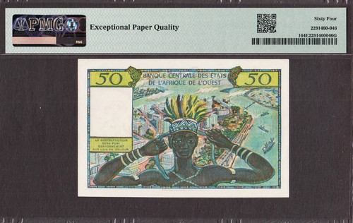 West African States 50 Francs ND (1958) Pick-1 CH UNC PMG 64 EPQ - Picture 2 of 2