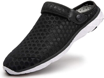 Eagsouni Unisex atmungsaktiv Mesh Hausschuhe Garten Clogs Strand Sandalen schwarz UK 4