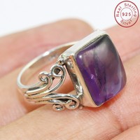 Solid 925 Sterling Silver Amethyst Jewelry Ring Us 6.25 Tn24 Solid 925 Sterling Silver Amethyst Jewelry Ring Us 6.25 Tn24