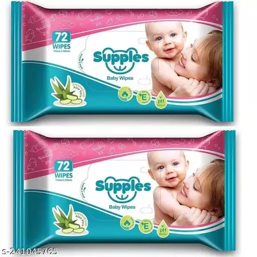 Soft Moisturizing Aloe Vera Vitamin E Baby Wet Wipes Pack Pack of 2 72 Whipes