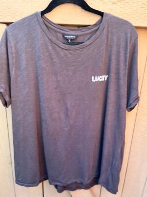 Lucky Brand LUCKY CHANCEUX Graphics GRAY Cotton Tshirt - Women's Sz XL