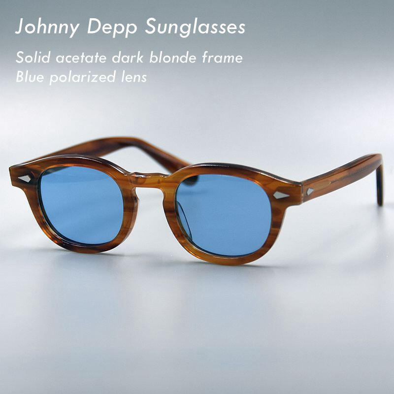 2026 MEN'S dark blonde glasses blue polarized sunglasses Johnny
