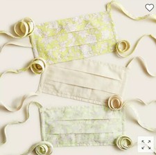 NEW J.CREW 3 Pack Tie Back Nonmedical Vintage Floral Cotton Fabric Face Mask Set