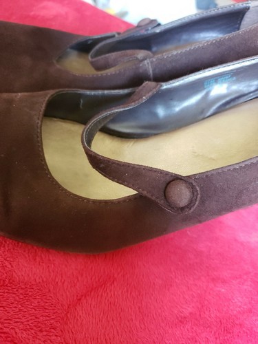 Women's Bass Size 8.5M Brown Leather Suede Wedge High Heels - Picture 7 of 11