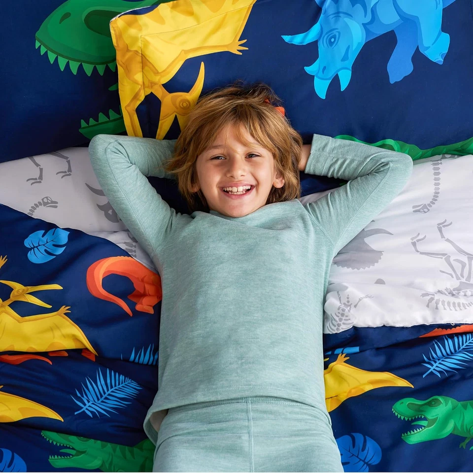 Kid Twin Comforter Set - 5 Piece Dinosaur Bedding Set for Boys/Girls - Super Sof - Image 2 of 4