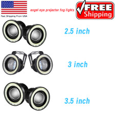 2pcs 2.533.5angel Eyes Halo Car Fog Lights Projector Lamp Drl Cob Led Bulbs