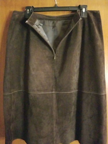 Falda vintage CLASSICAS ENTERAS Boho para mujer gamuza marrón chocolate talla 14 forrada - Imagen 2 de 11