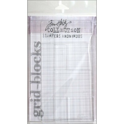 Tim Holtz Acrylic Stamping Grid Blocks 9/Pkg Various Sizes ~ Retired