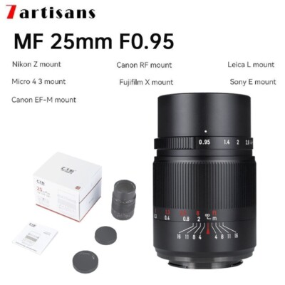 7artisans 25mm F0.95 APS-C Portrait Lens For Sony E/M43/Z/EOS-M/FX/RF/L Mount