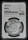 1881 S - Morgan Silver Dollar - NGC MS65