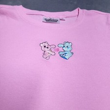 Vtg Care Bears Thermal Pink Girls Size Youth 2XL Embroidered Pajama Sleep Warm