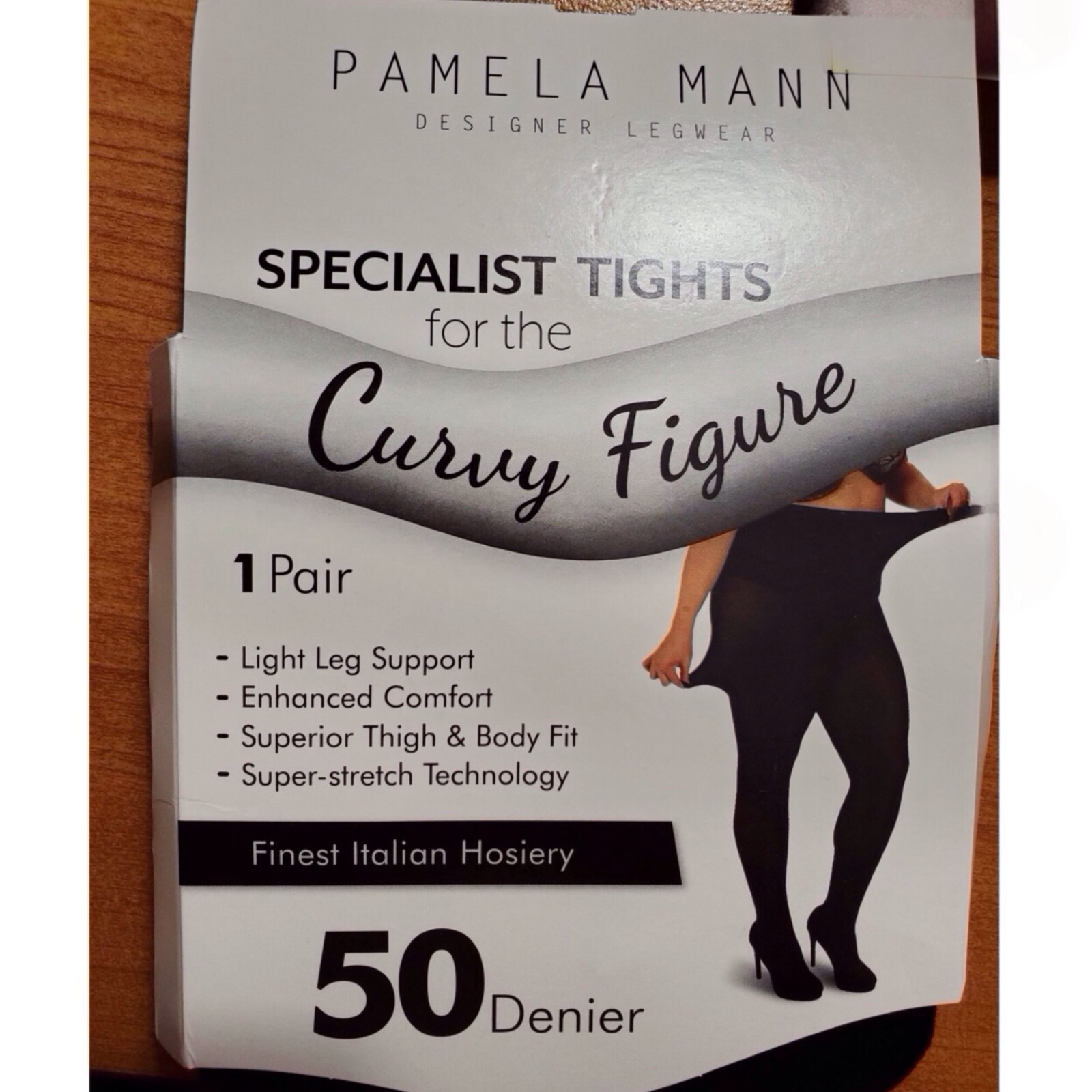 Super Curvy stretchy plussize tights black, navy, diamante, 50 denier