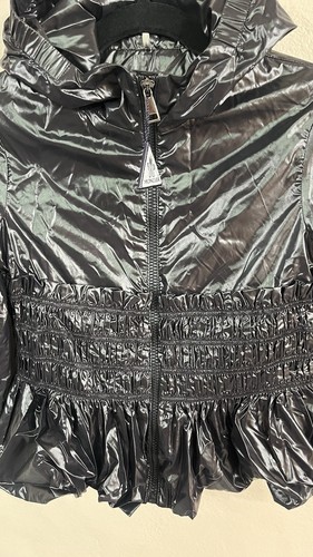 NWOT Size 10 140cm Moncler GIUBBOTTO POCAS JACKET Black Thin Cinch Waist Elastic - Picture 2 of 18