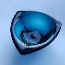 Nuutajarvi Notsjo Art Glass Haransilma Dish Kaj Franck iittala Finland dark blue