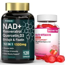 NAD+ Supplement for Anti-Aging Energy Focus w/ Resveratrol Multi-Vitamin Biotin