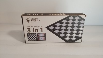 Yellow Mountain Imports Schach 3-in-1 Reise Magnet Schach Dame Backgammon