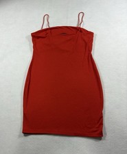 SHEIN Women’s Red Ribbed Bodycon Mini Dress Spaghetti Strap Size Large L