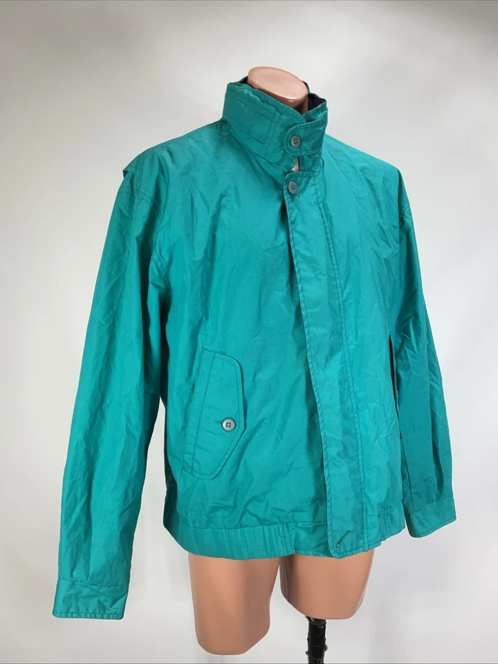 Jaqueta de chuva vintage clássica com capuz corta-vento verde poli algodão GG somente membros - Imagem 3 de 4