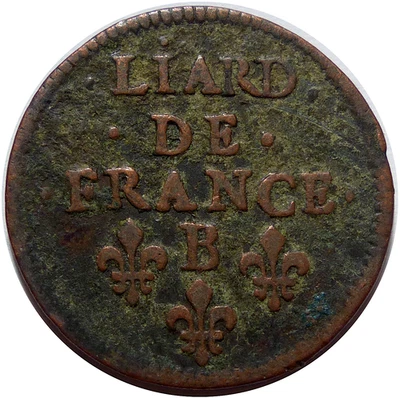 🇫🇷 Louis XIV Liard de France 1656 B avec point sur I de Liard - Photo 1/2