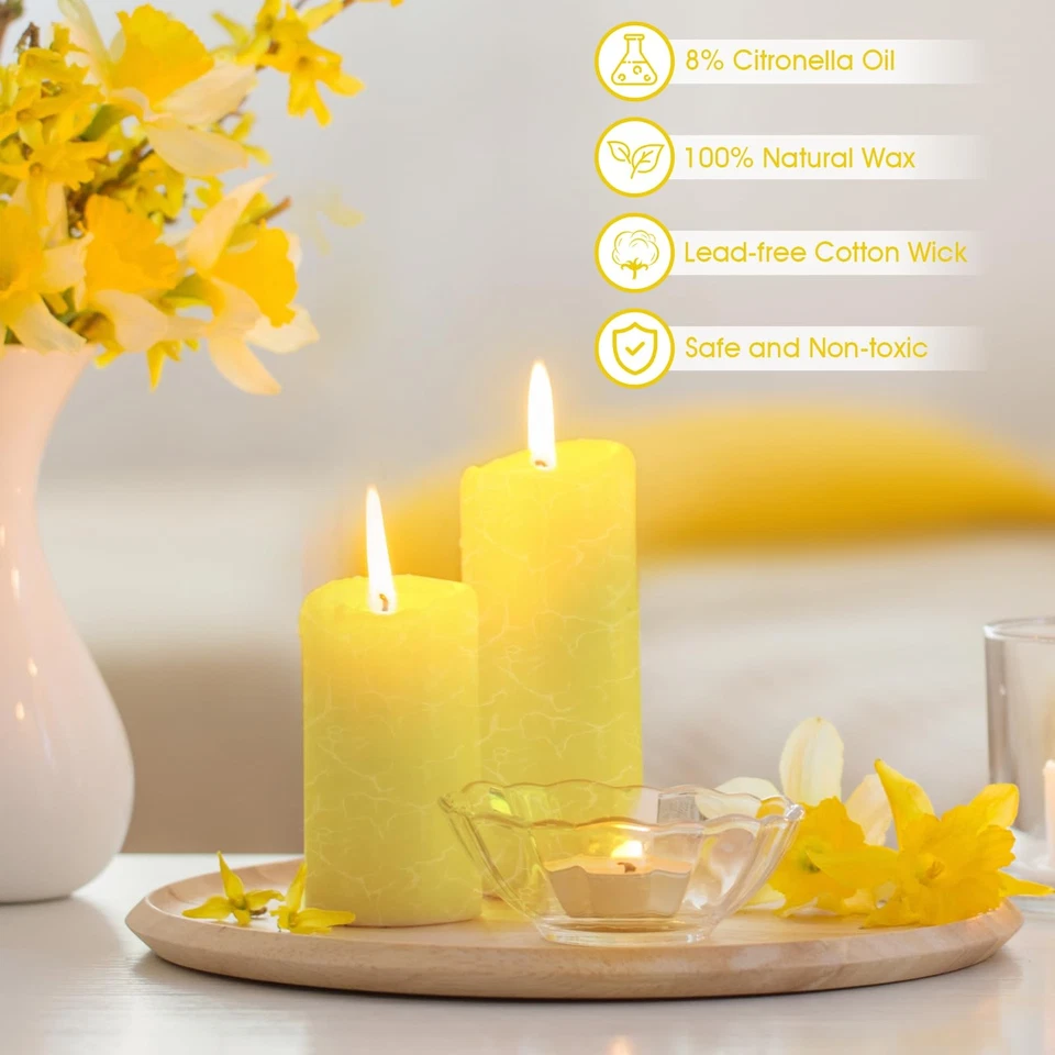 Lemongrass Scented Pillar Candles 2x4 Inch, Large Citronella Candles，Pillar C... - Image 3 of 4