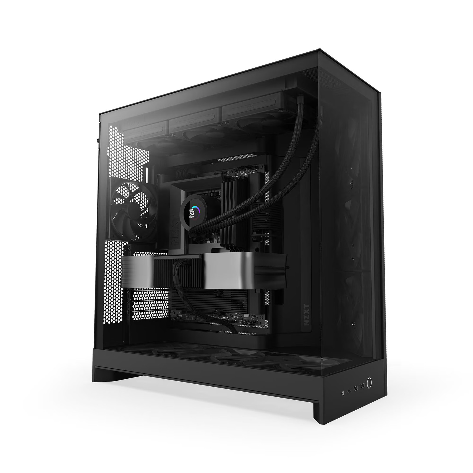 NZXT H9 Flow (2025) All Black Midi Tower ATX Gaming Gehäuse schwarz mit Glasf...