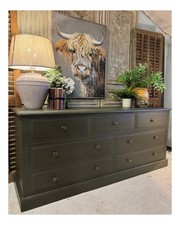 Multi Drawer Painted Pine Chest of 7 Drawers - Reduced Green By Farrow & Ball