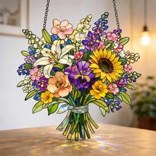 Floral Bouquets Holographic Suncatcher Acrylic