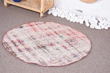 Decorative Rug, Red Floral Paisley Rug 2.8x2.8 ft