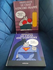 PHILIPPE GELUCK.LE CHAT EST CONTENT + 1 OFFERT LE CHAT A ENCORE FRAPPE