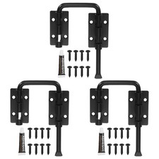 3Pcs Sliding Door Loop Lock Latch, 4-5/16" x 2-3/8" Patio Latch Lock, Black