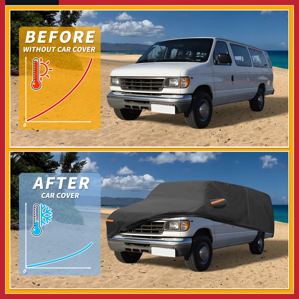 Car Auto Cover All Weather for Ford E-Series Black 190T-PU with Left Zipper New - Изображение 4 из 4