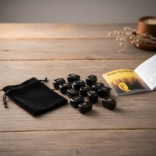 Pagan Rune Stone Gift Set with Black Obsidian and Instruction Booklet Included