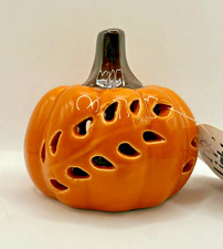 NEW LIGHTED 3.80" LED LIGHTED ORANGE CERAMIC PUMPKIN HOME TABLE DECOR