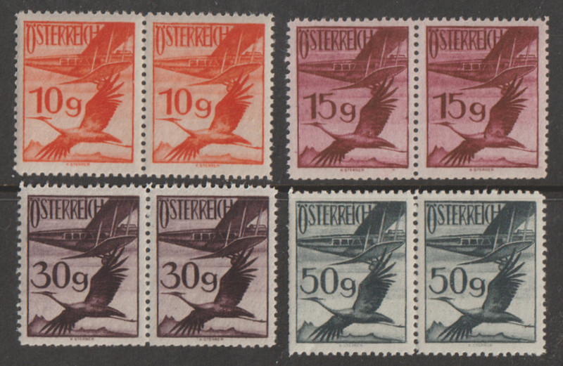 AUSTRIA- THREE MNH LOW VALUE PAIRS FROM THE Sc#C22 SET