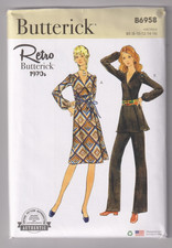 6958 BUTTERICK Retro 1970s - DRESS TUNIC  PANTS - Sz 8/10/12/14/16