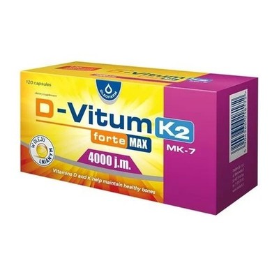 D-Vitum K2 Forte Max 4000 IE 120 Kapseln Vitamin D3 K2 MK-7 Muskel Knochen Unterstützung