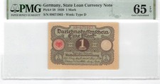 Germany 1 Mark 1920 P-58 PMG 65 EPQ