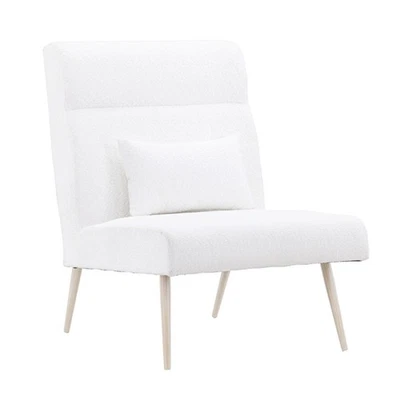 Fauteuil en Tissu Bouclette "Bloom" 95cm Blanc - Photo 1/4