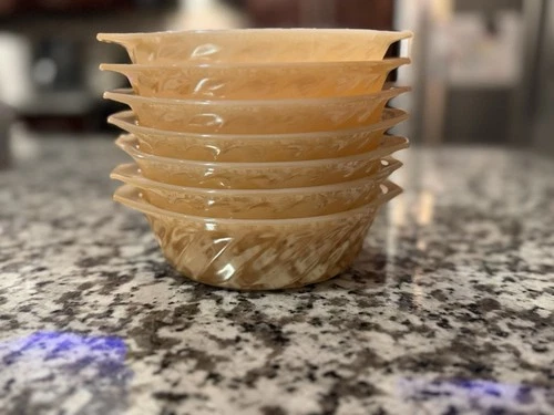 7 Anchor Hocking Small Fire King Swirl Peach Lustre Casserole Dishes Oven Ready