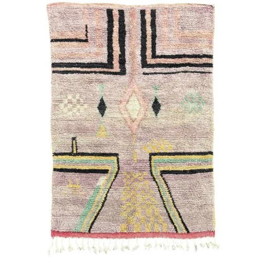 Moroccan Hand-Woven Rug-Modern Purple Moroccan Wool Rug Hand-Knotted Wool Carpet - Image 2 of 4